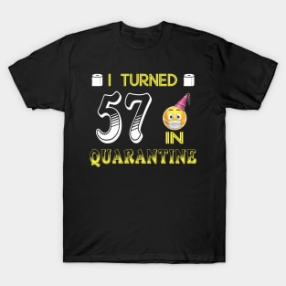 I Turned 57 in quarantine Funny face mask Toilet paper T-Shirt